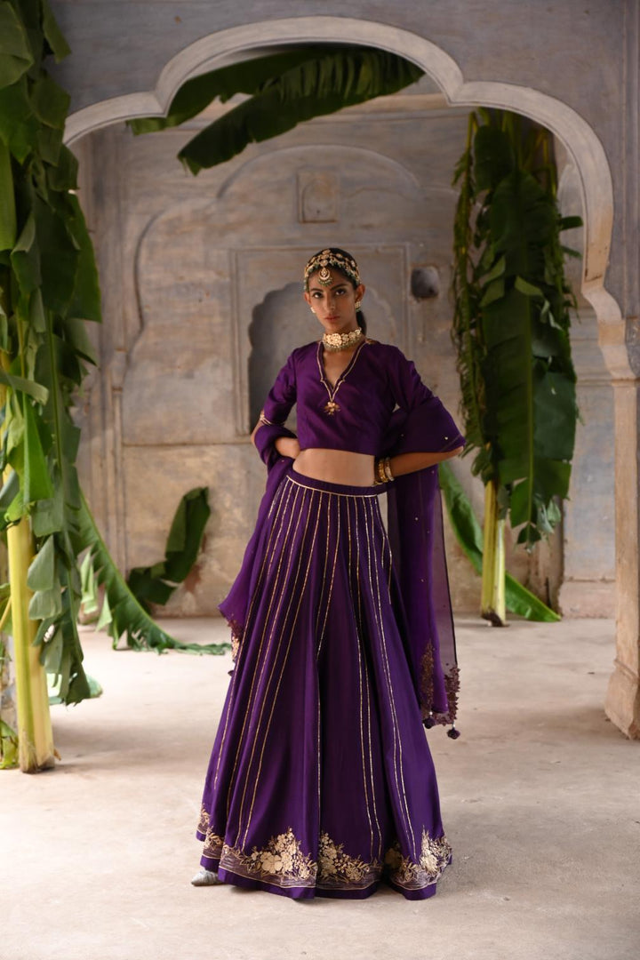 aubergine lehenga set