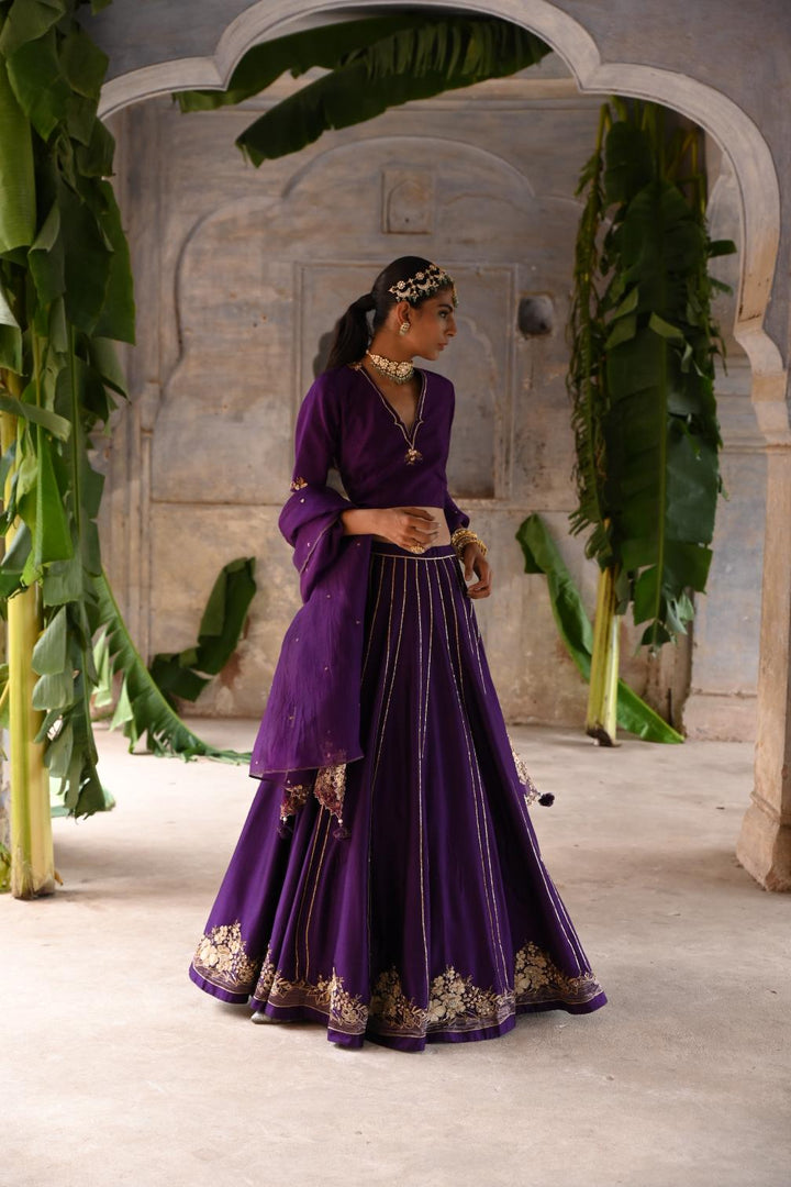 aubergine lehenga set