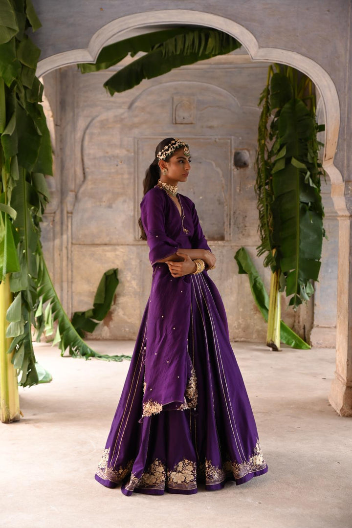 aubergine lehenga set