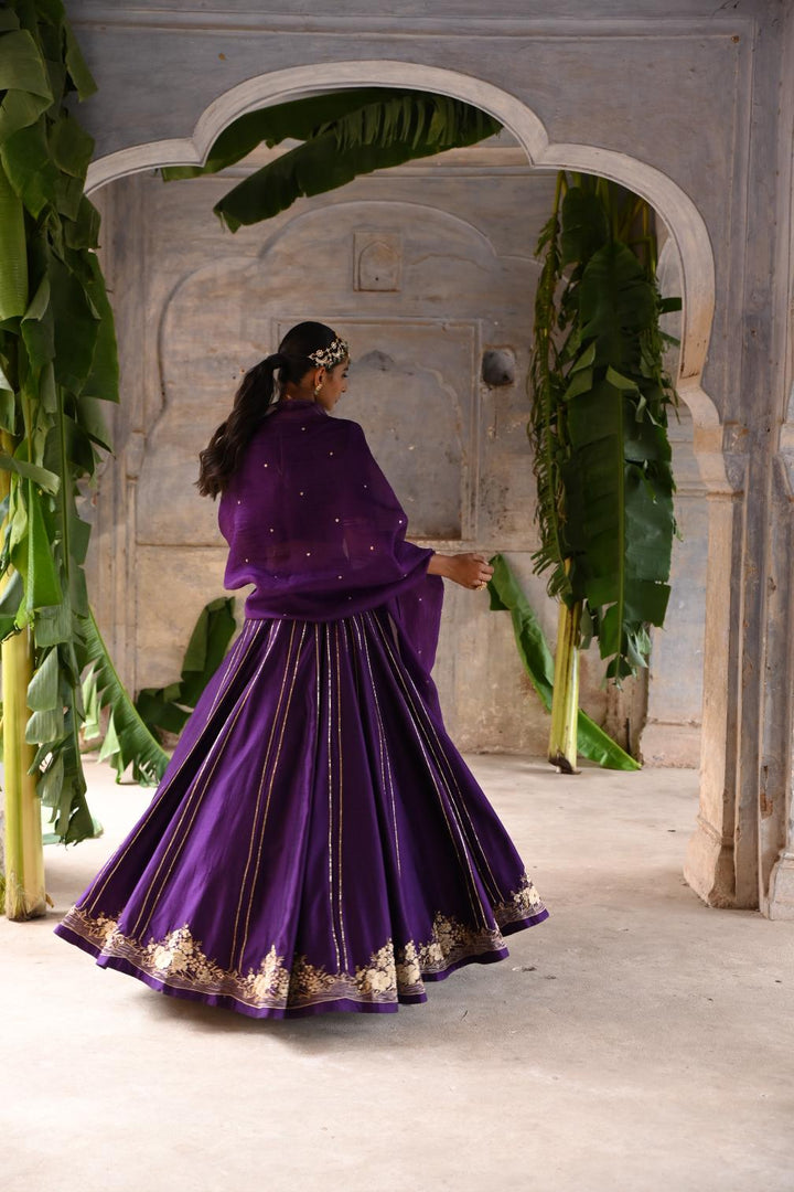 aubergine lehenga set