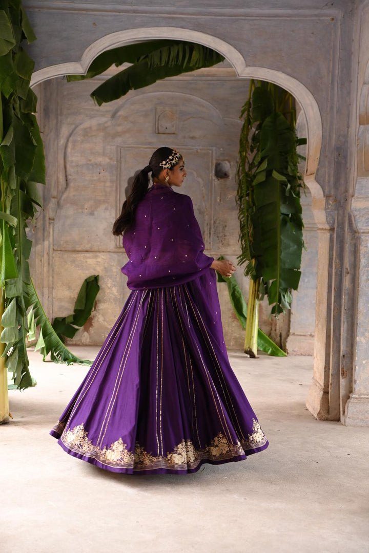 aubergine lehenga set