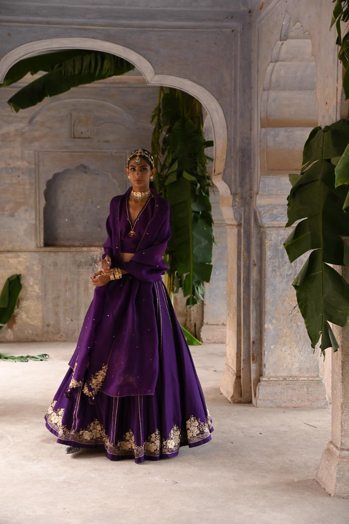 aubergine lehenga set