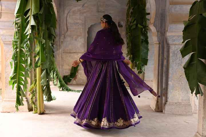aubergine lehenga set