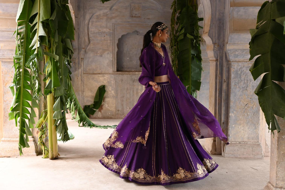 aubergine lehenga set