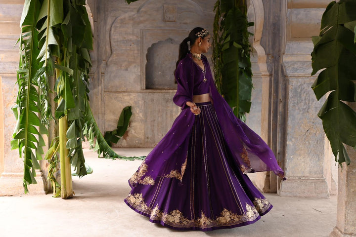 aubergine lehenga set