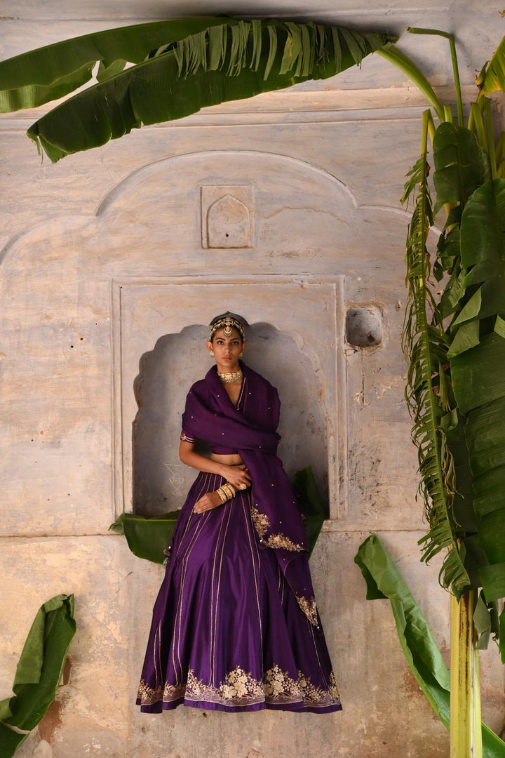 aubergine lehenga set