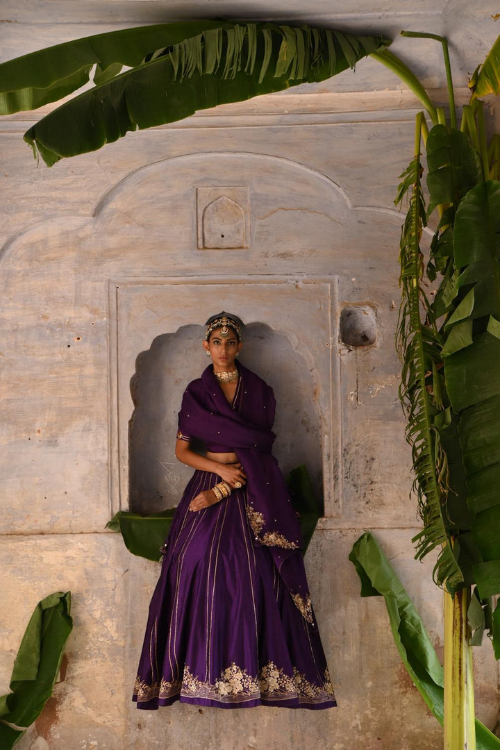 aubergine lehenga set