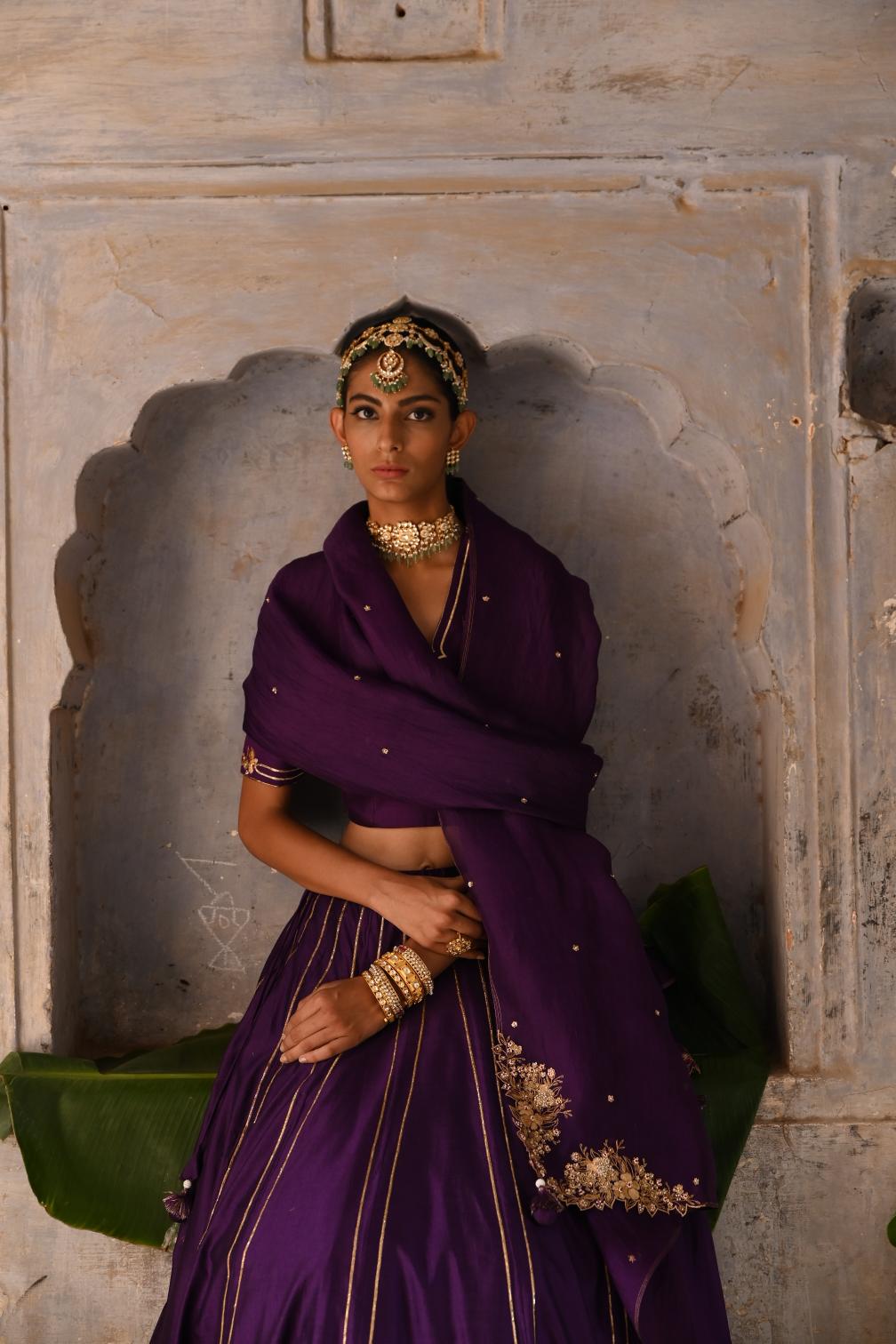 aubergine lehenga set