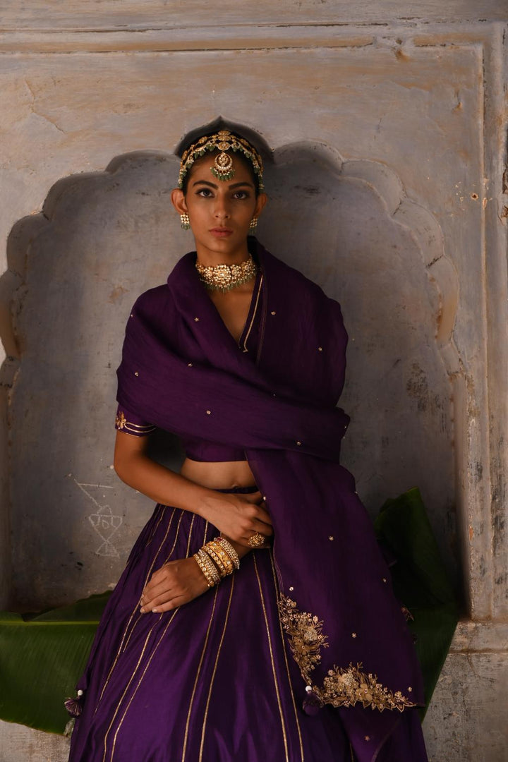 aubergine lehenga set