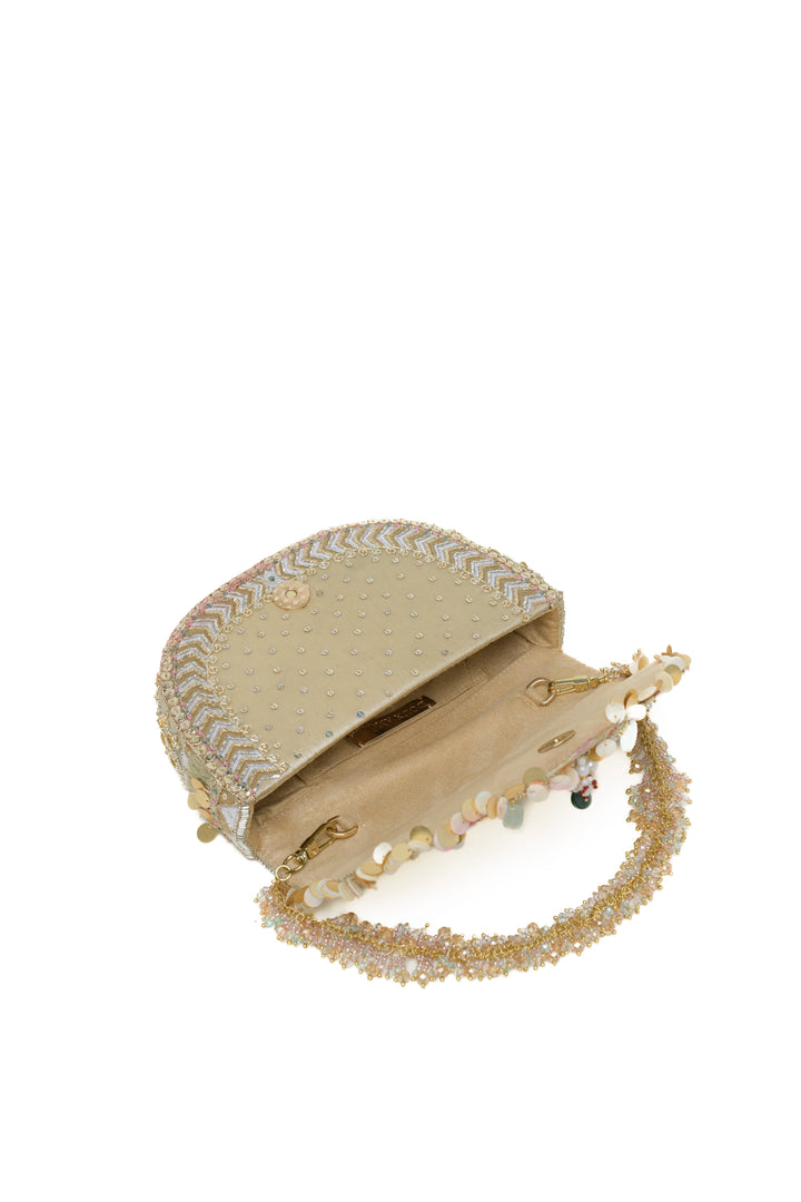 Rangrez Flapover Clutch – Gold Silver