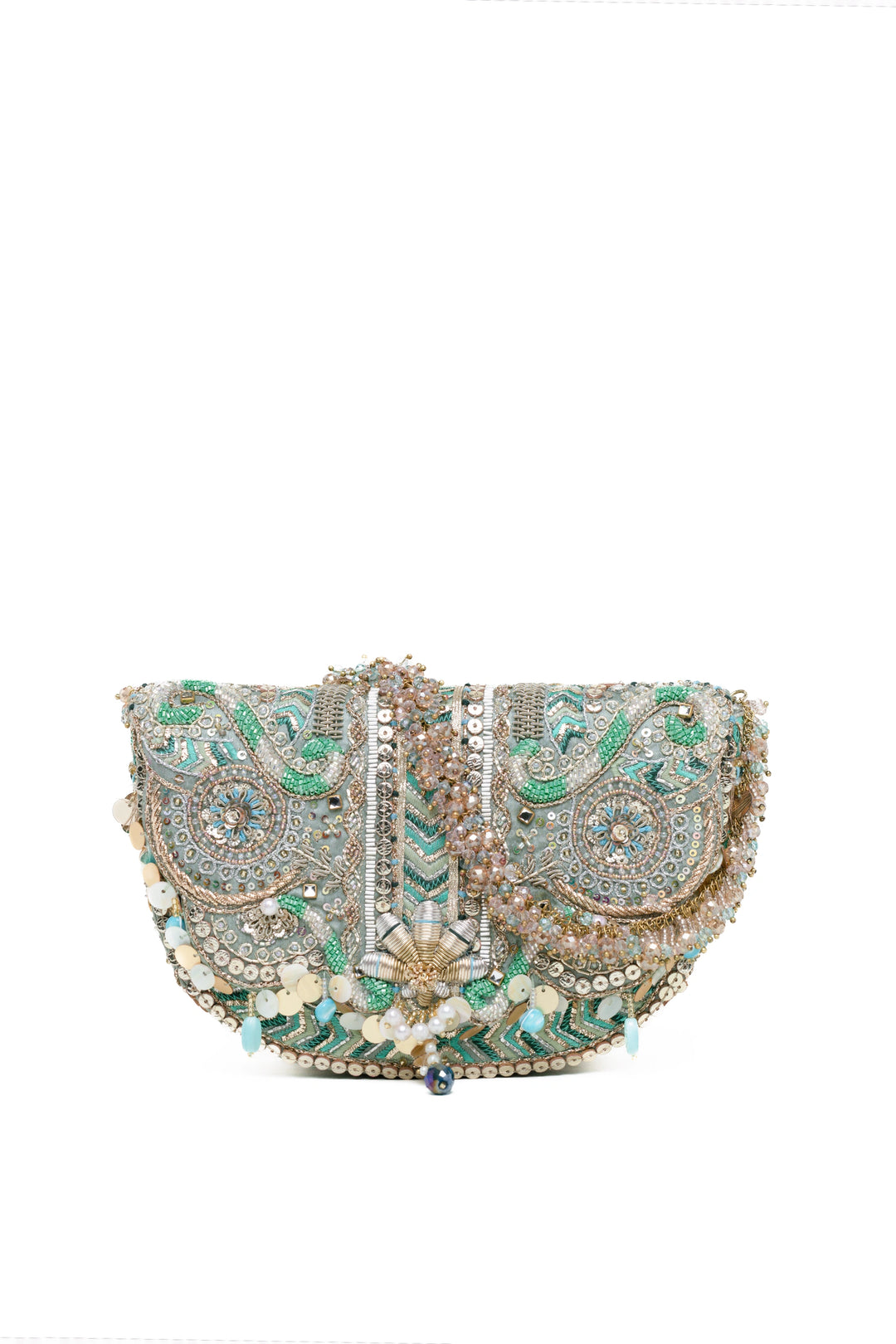 Rangrez Flapover Clutch – Jade Green