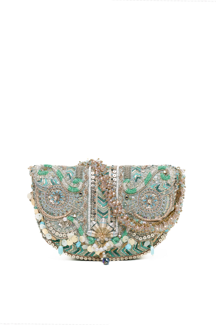 Rangrez Flapover Clutch – Jade Green