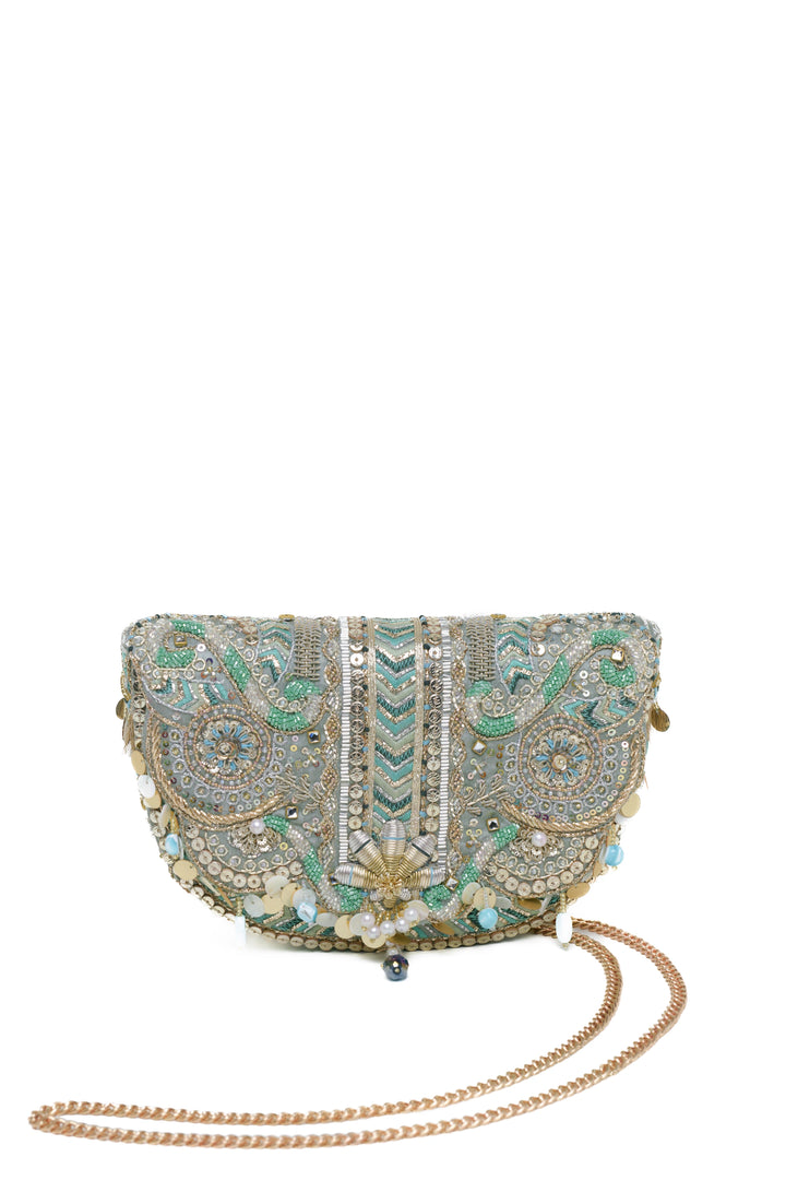 Rangrez Flapover Clutch – Jade Green