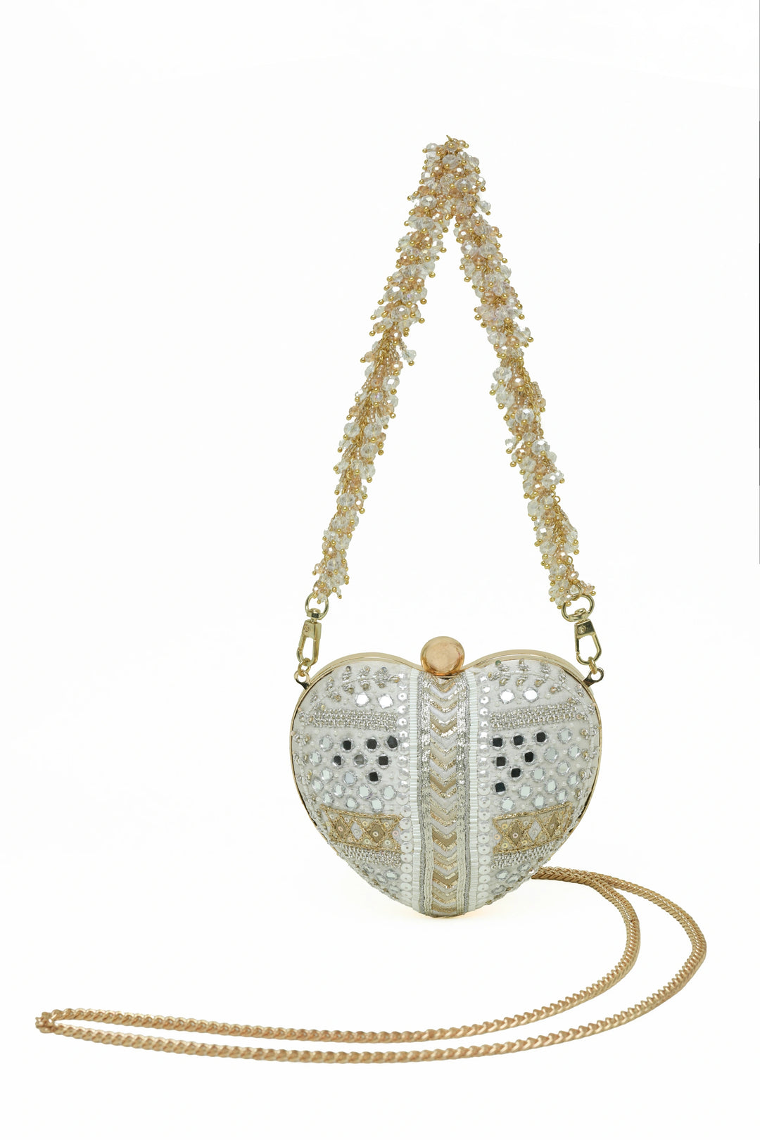 Manzar Heart Clutch – Ivory