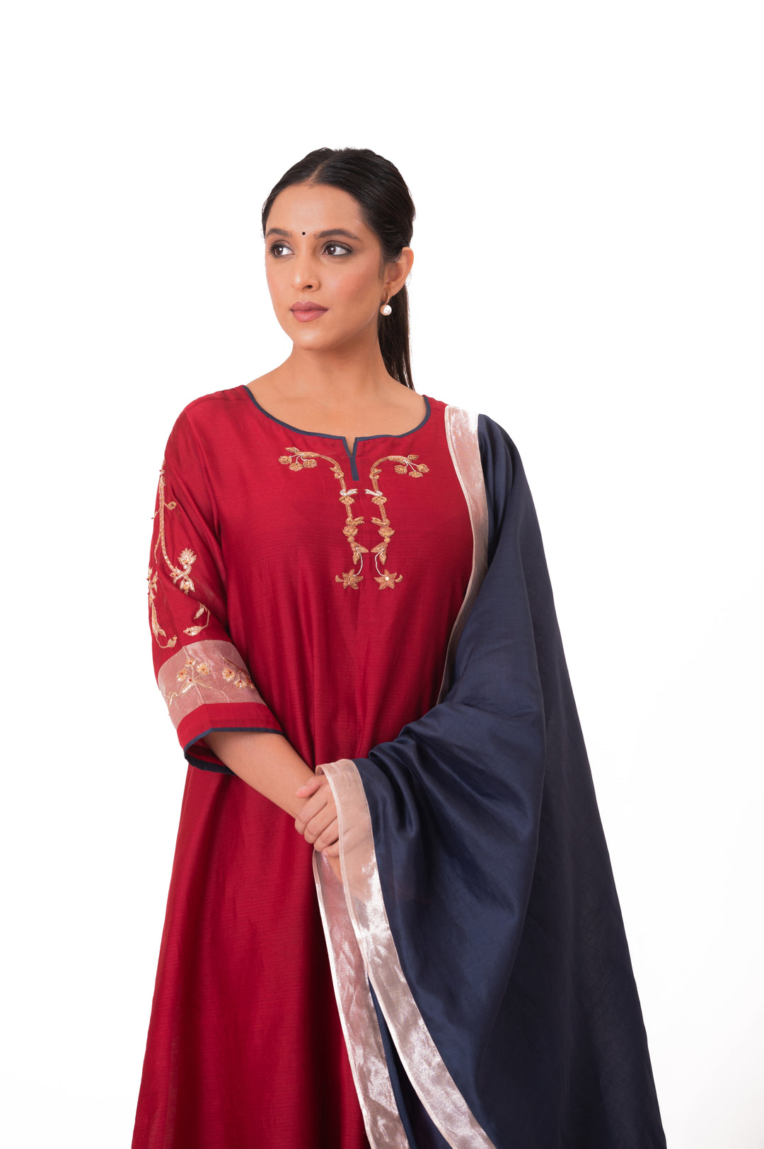 Tissue Patch Dupatta Dual Color Kurta Set