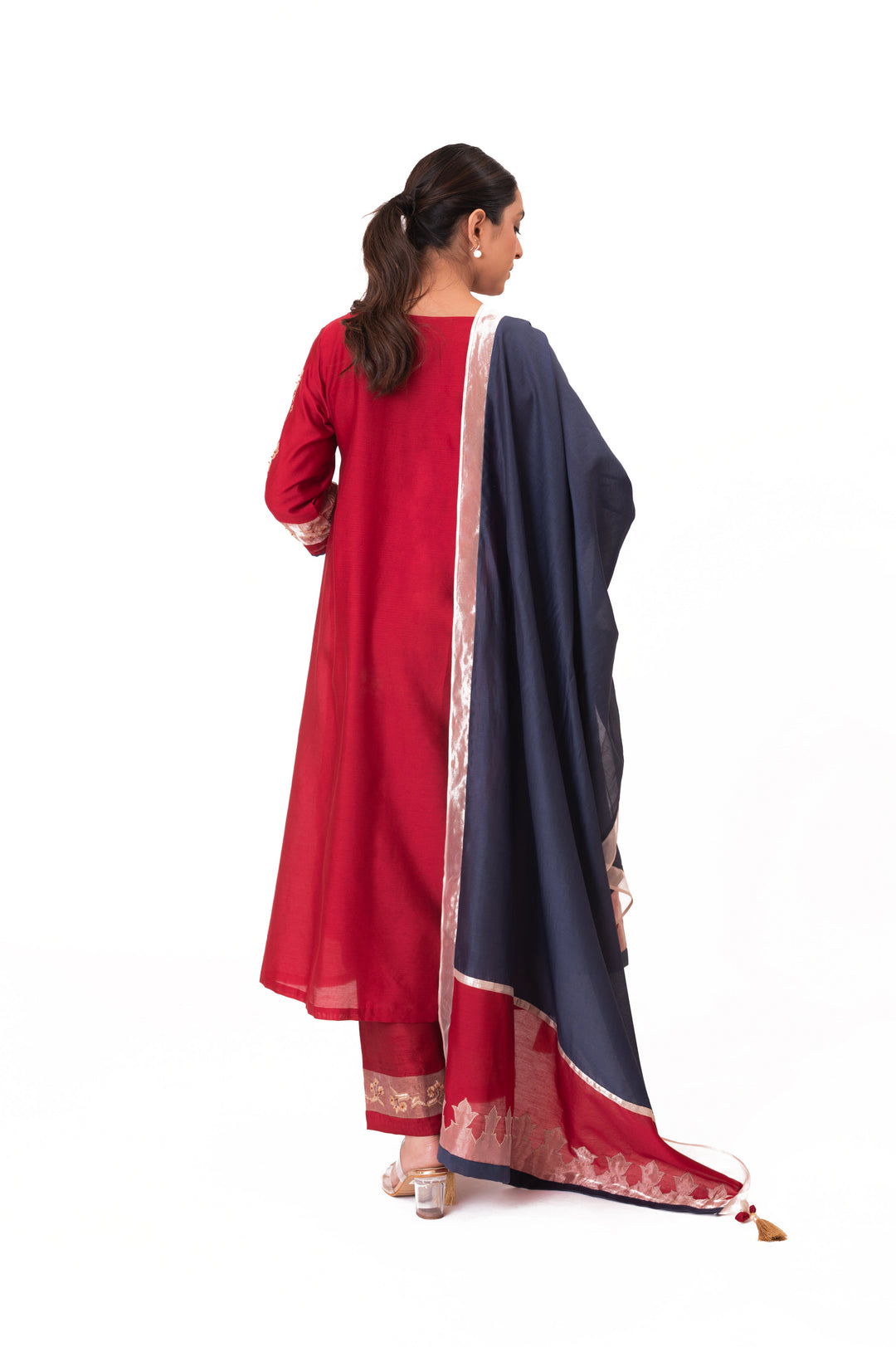 Tissue Patch Dupatta Dual Color Kurta Set