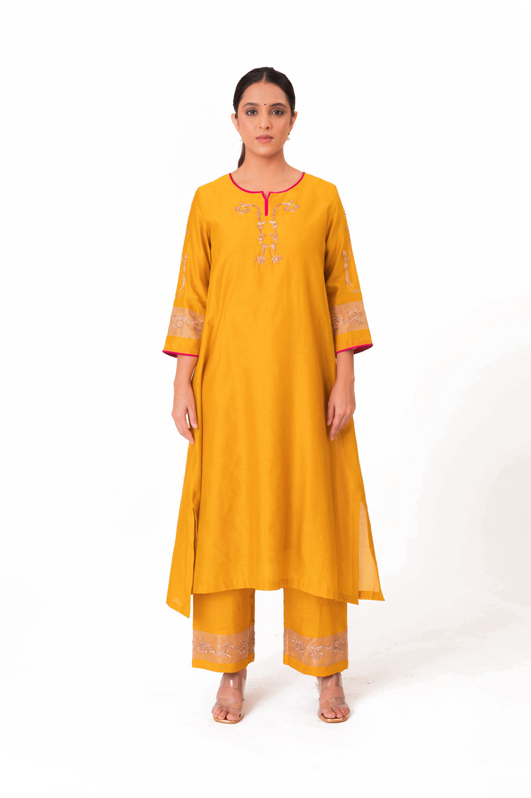 Tissue Patched Dupatta Dual Color Kurta Set