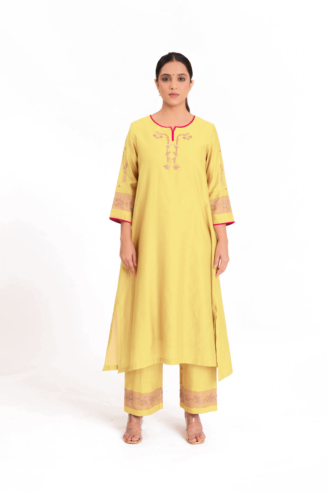 Tissue Patched Dupatta Dual Color Kurta Set