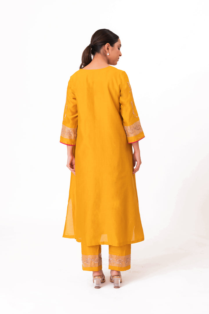 Tissue Patched Dupatta Dual Color Kurta Set