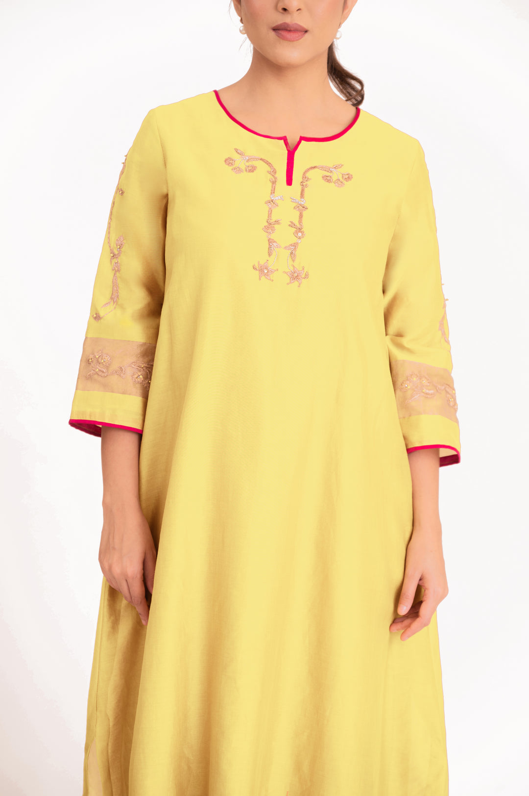 Tissue Patched Dupatta Dual Color Kurta Set