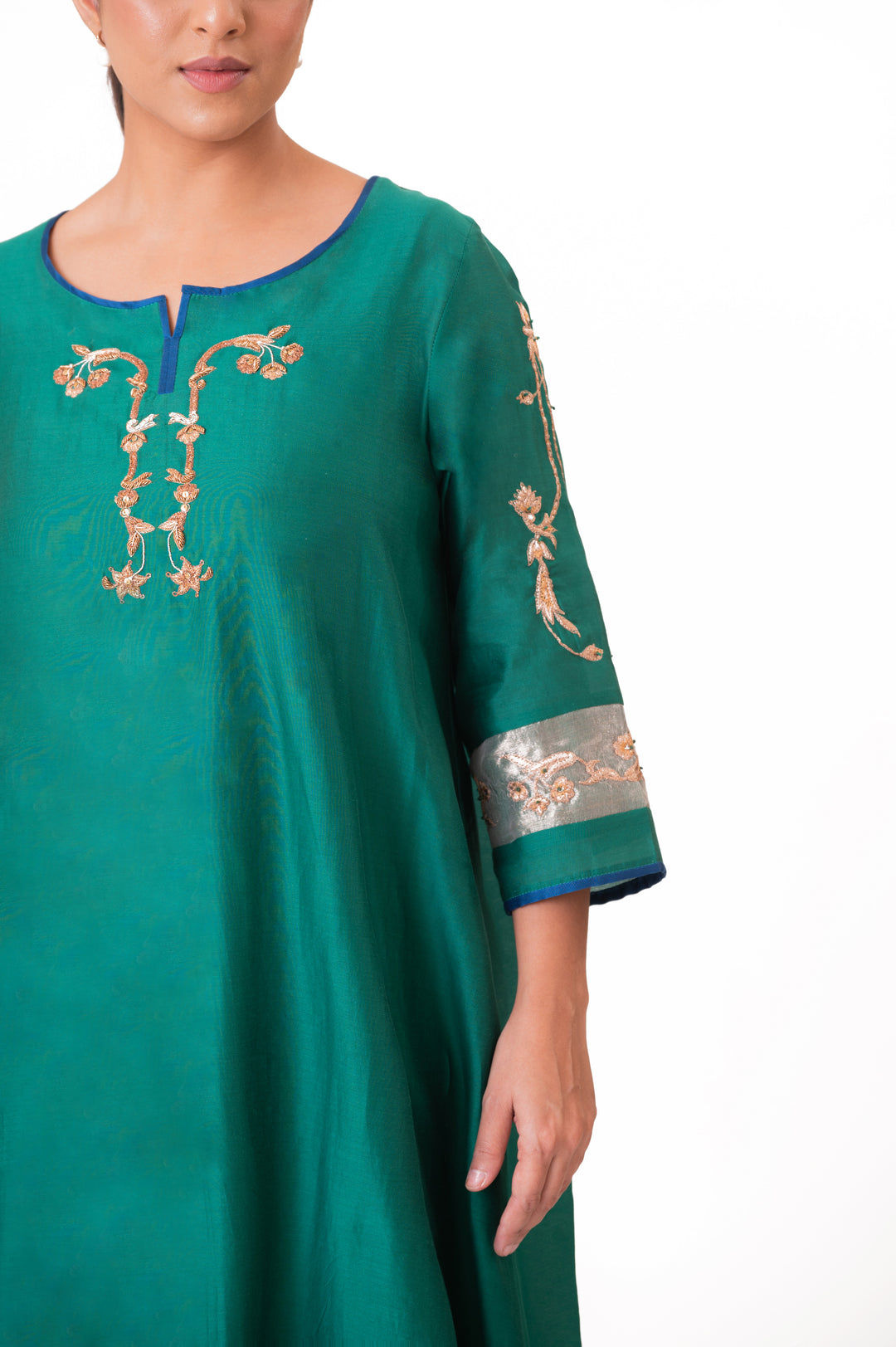 Tissue Patched Dupatta Dual Color Kurta Set