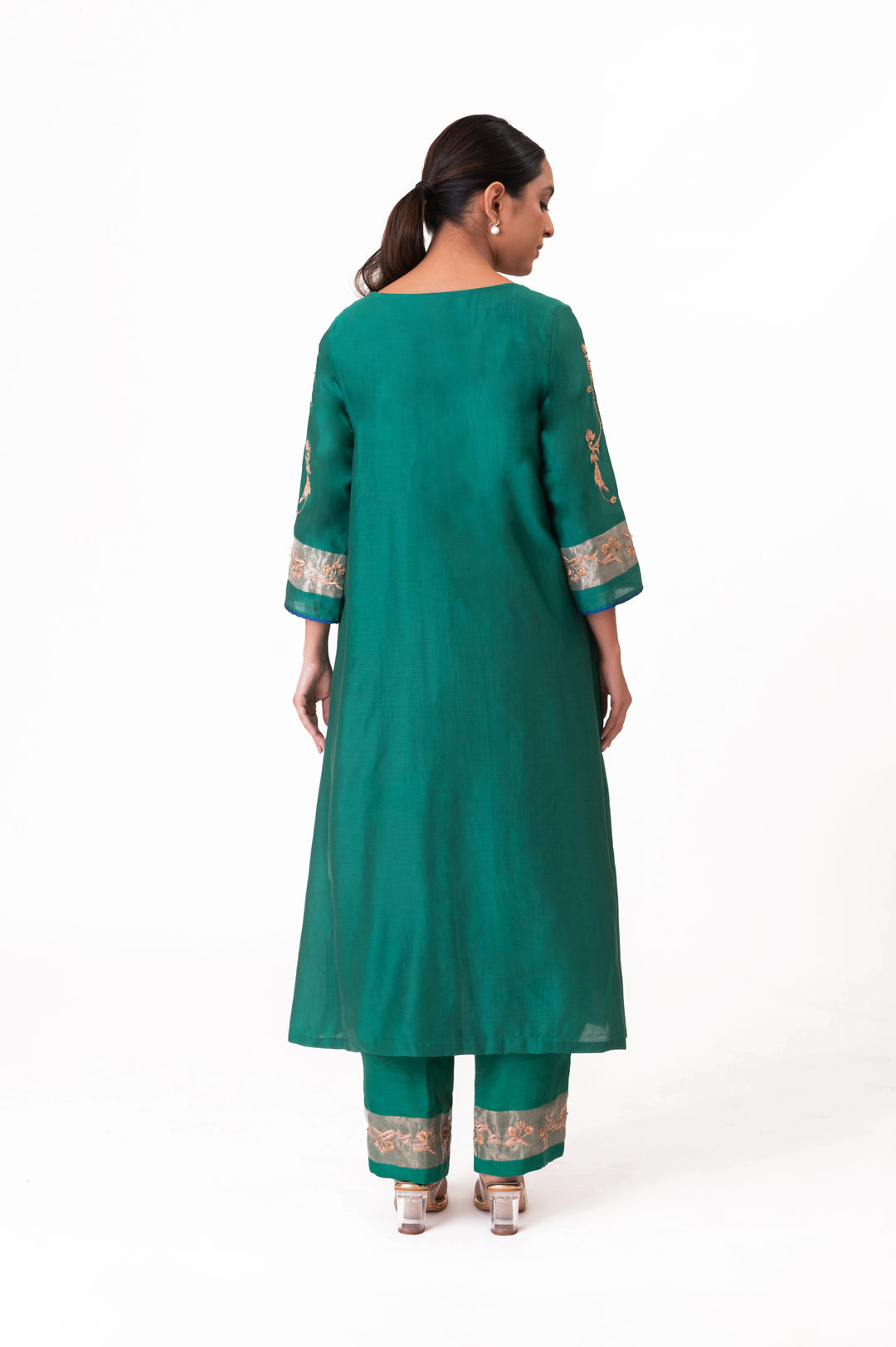 Tissue Patched Dupatta Dual Color Kurta Set