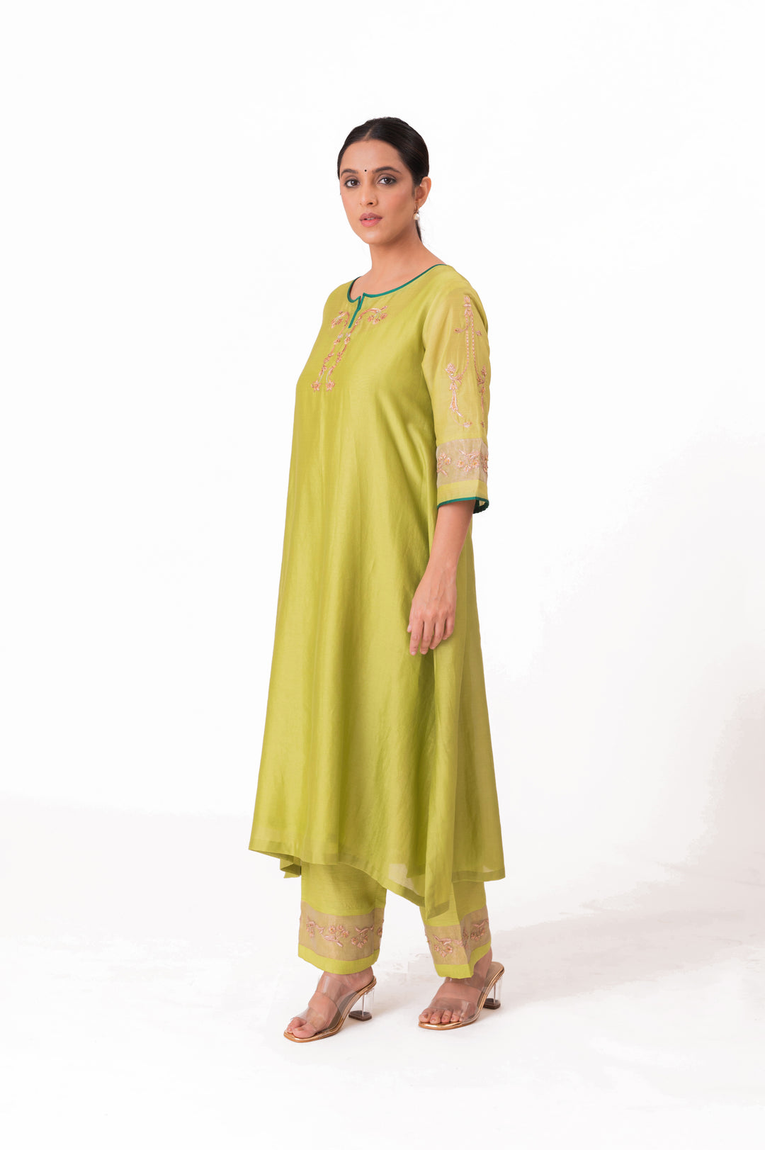 Tissue Patched Dupatta Dual Color Kurta Set