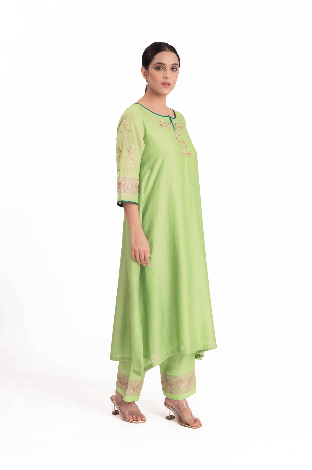 Tissue Patched Dupatta Dual Color Kurta Set