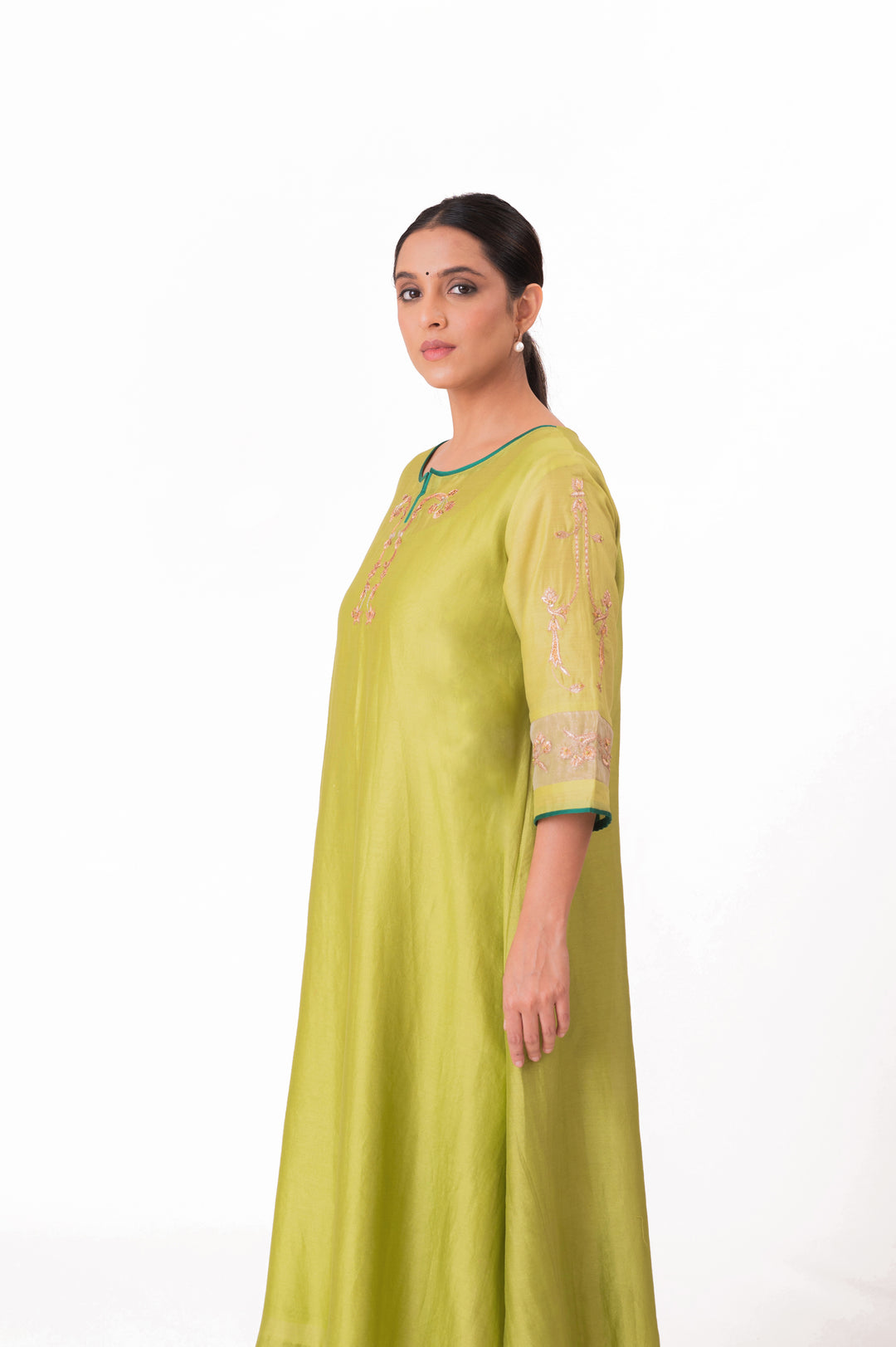 Tissue Patched Dupatta Dual Color Kurta Set