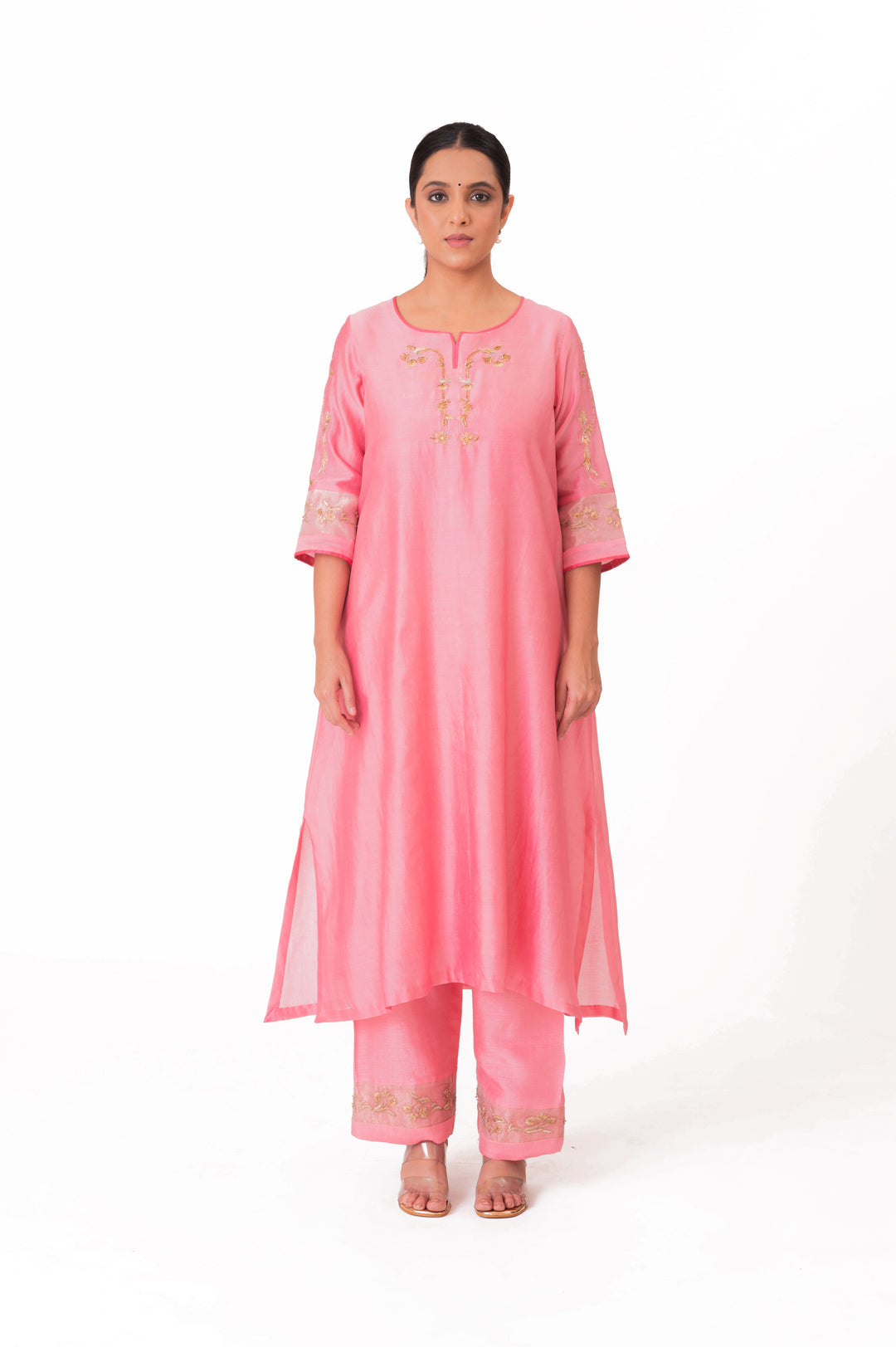 Tissue Patched Dupatta Dual Color Kurta Set