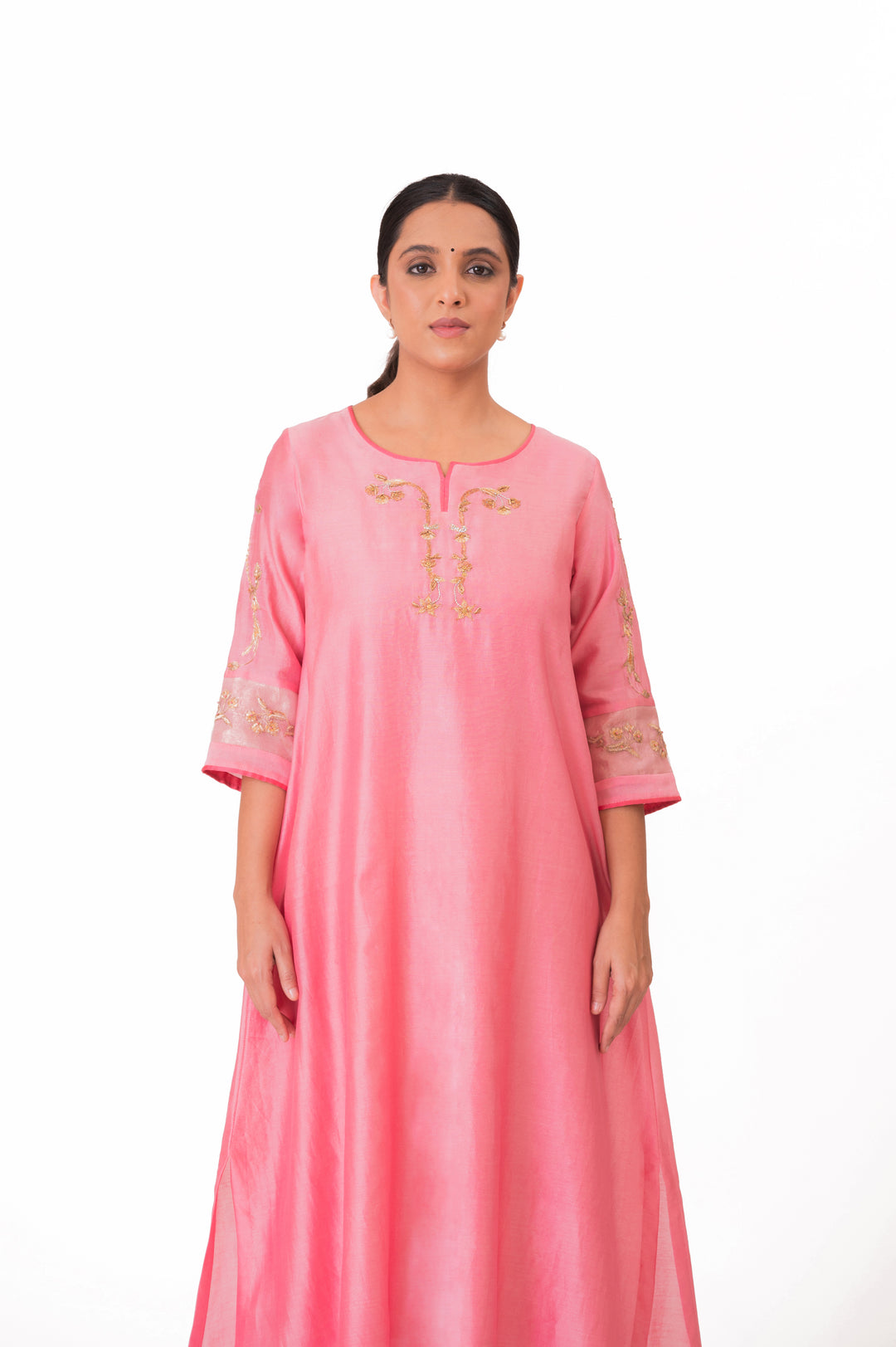 Tissue Patched Dupatta Dual Color Kurta Set