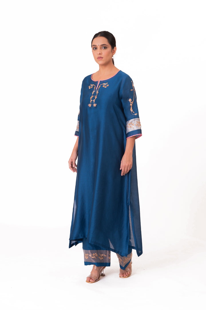 Tissue Patched Dupatta Dual Color Kurts Set