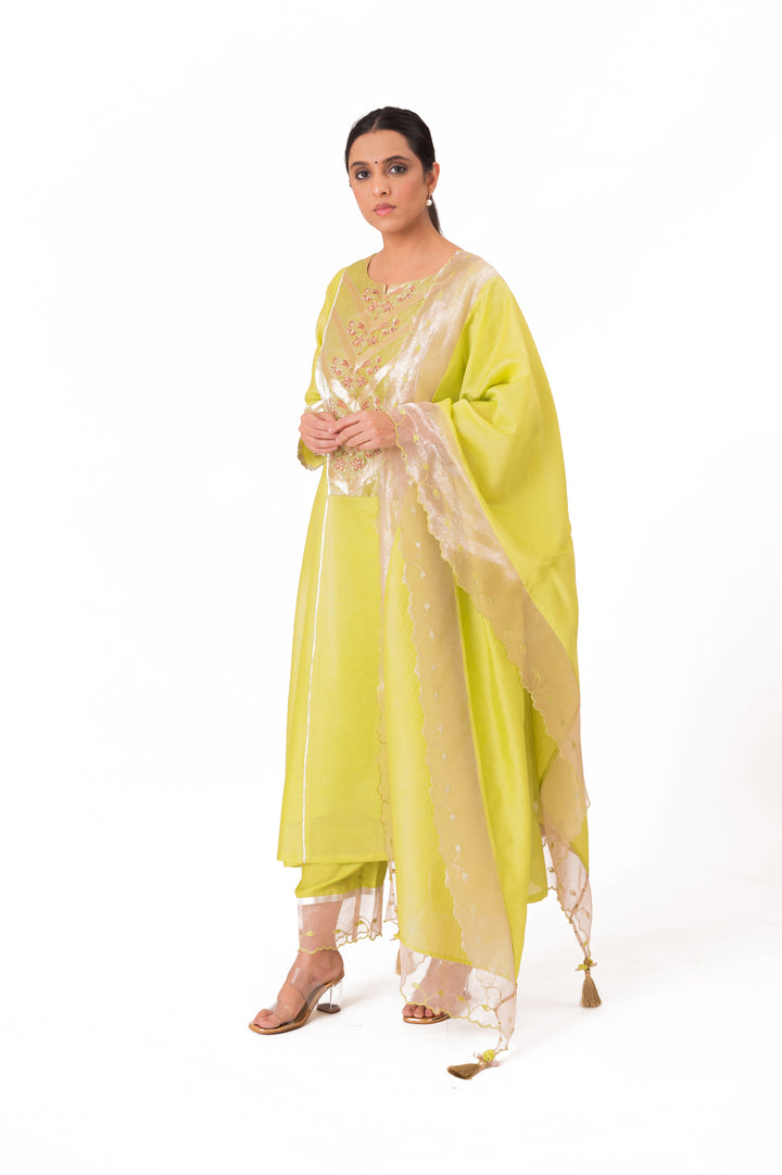 Banarasi Tissue Yoke Kurta Set