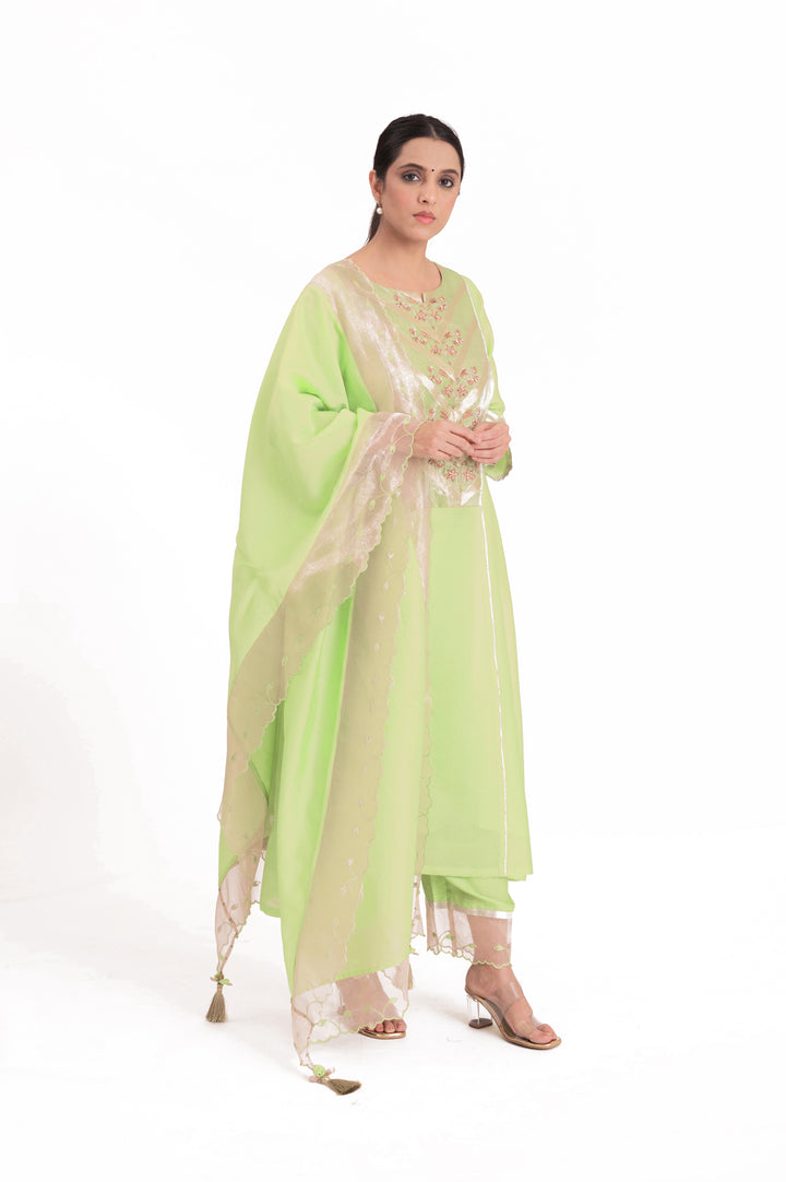 Banarasi Tissue Yoke Kurta Set