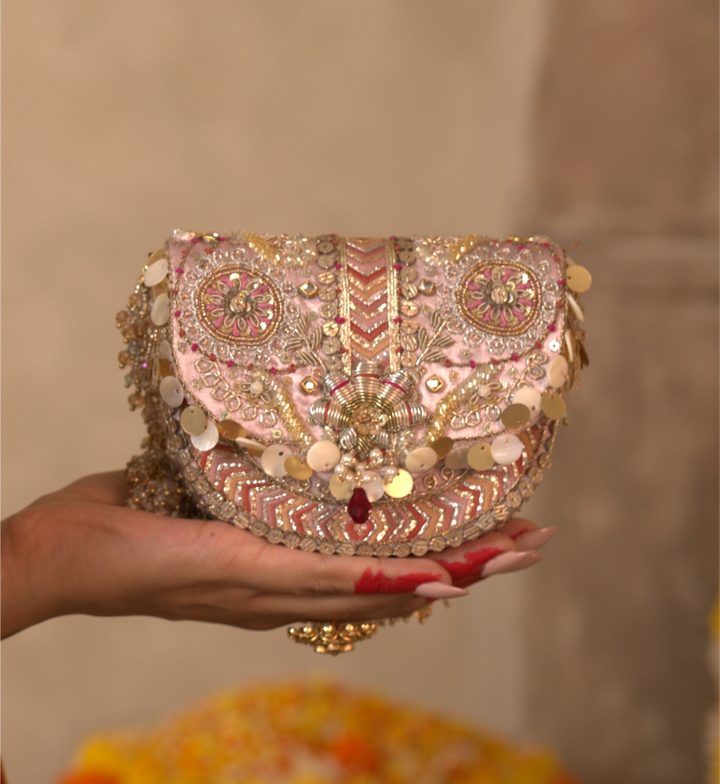 Rangrez Mini Flapover Clutch – Blush