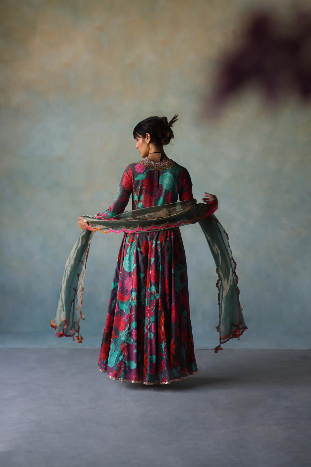 Gul Teal Anarkali Set