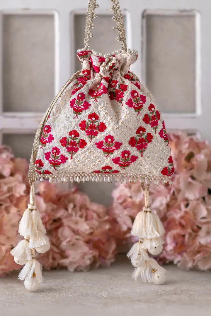 Gulab Embroidered Silk Potli Bag