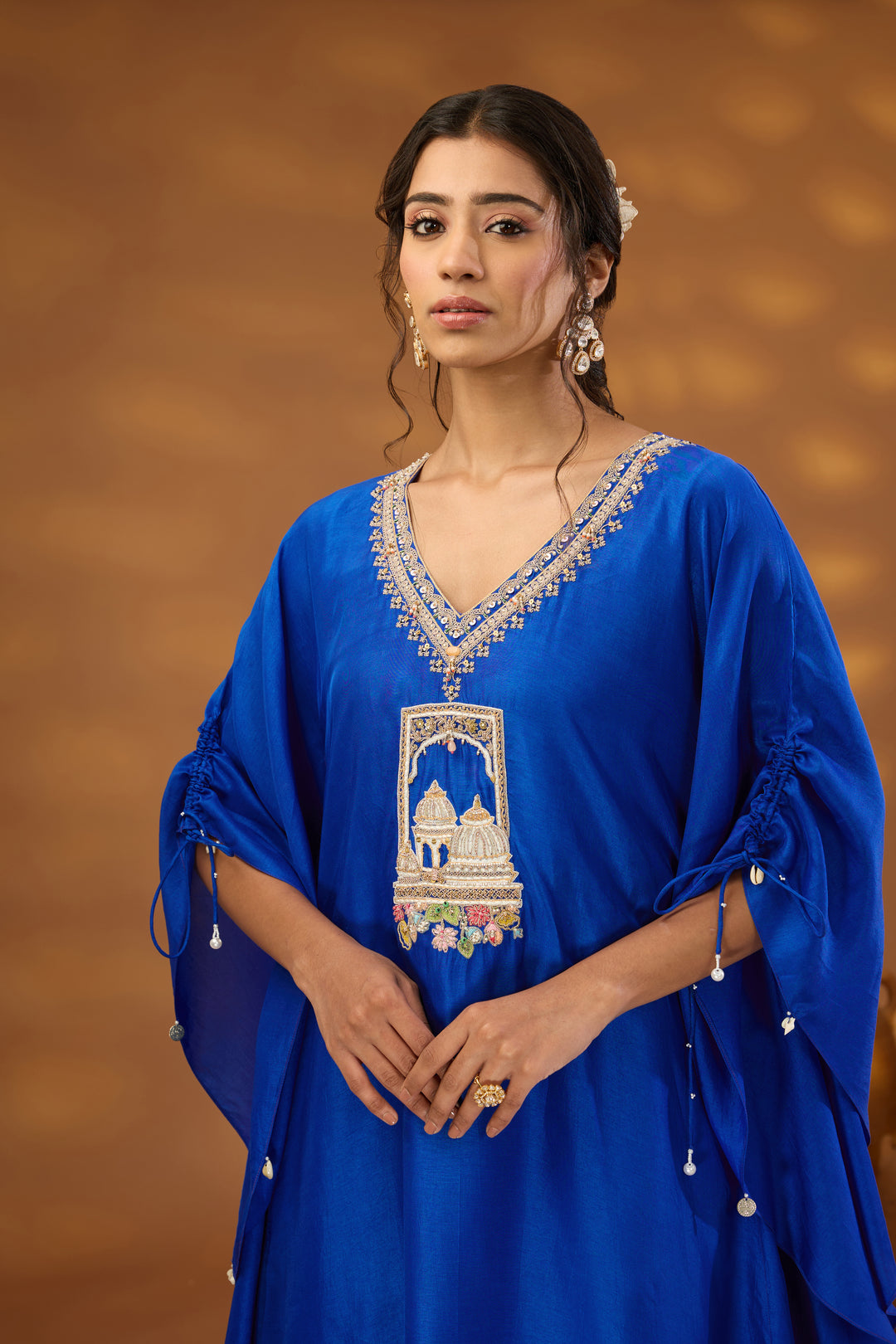 blue embroidered kurta set