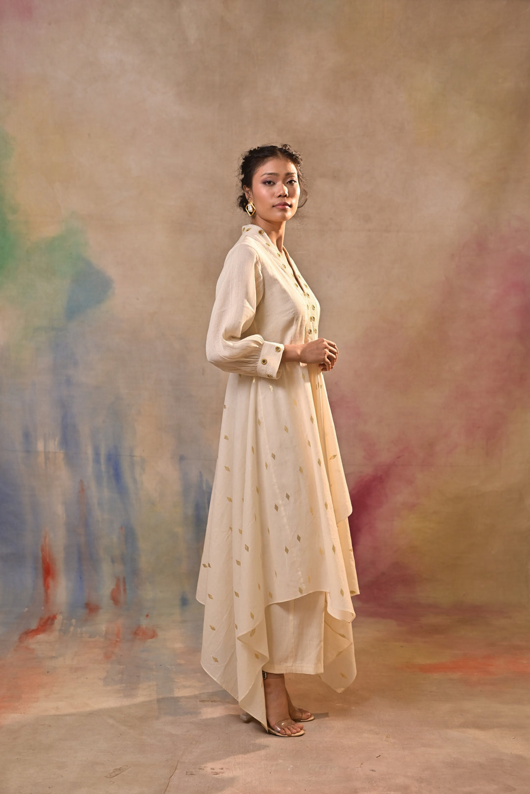 Ivory Gold Accent indo-western dress