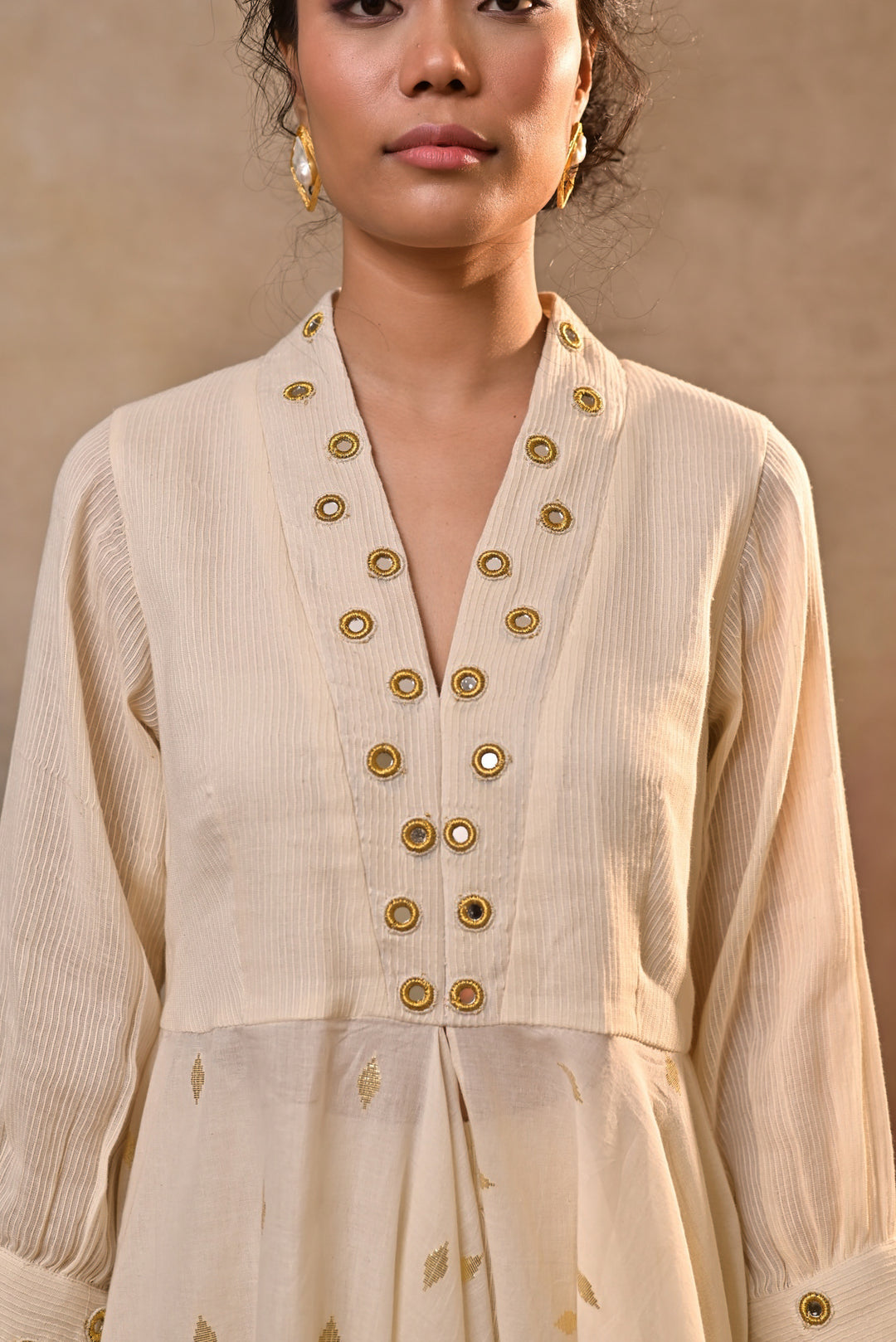 Ivory Gold Accent indo-western dress