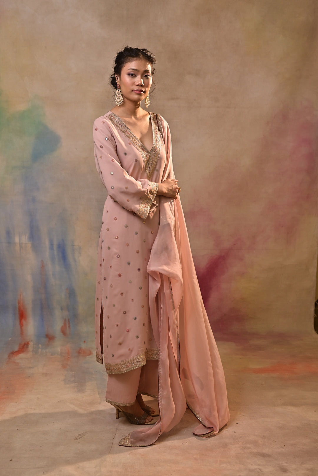 pink sharara set with embellished kameez