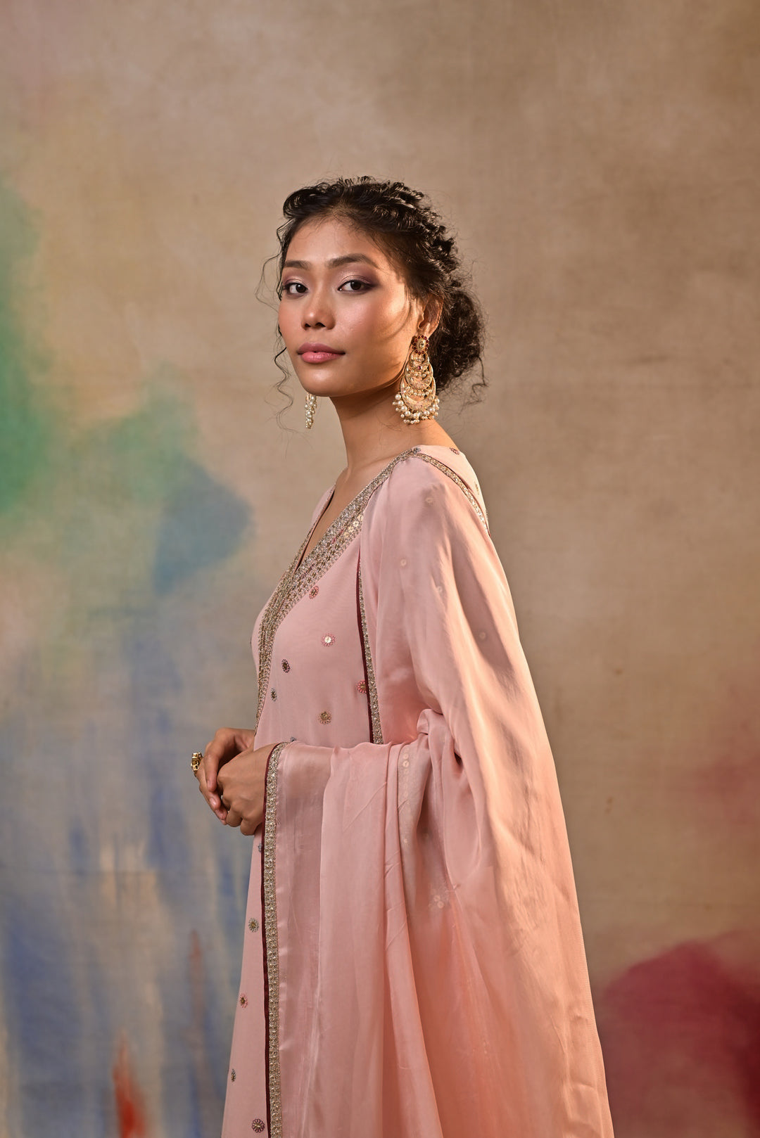 pink sharara set with embellished kameez