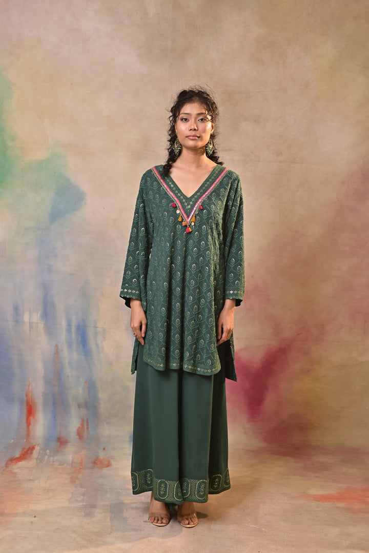 green sharara set