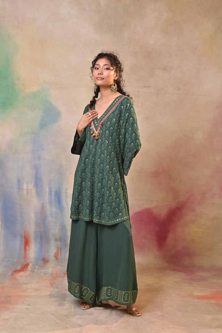 green sharara set