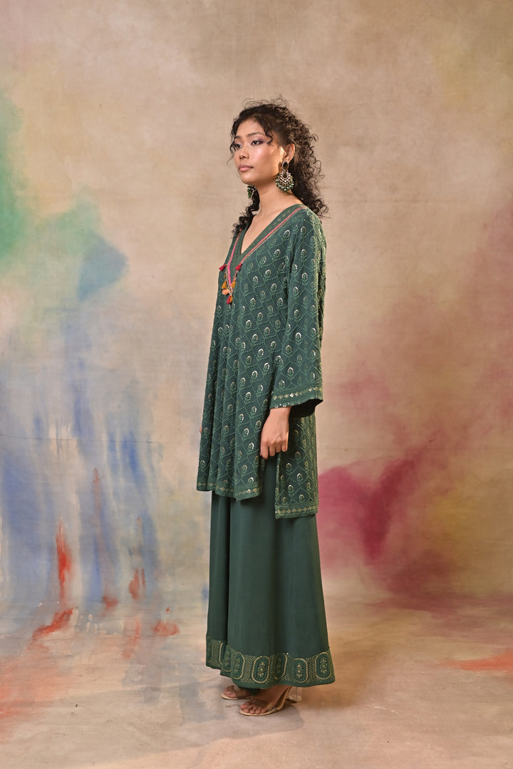 green sharara set