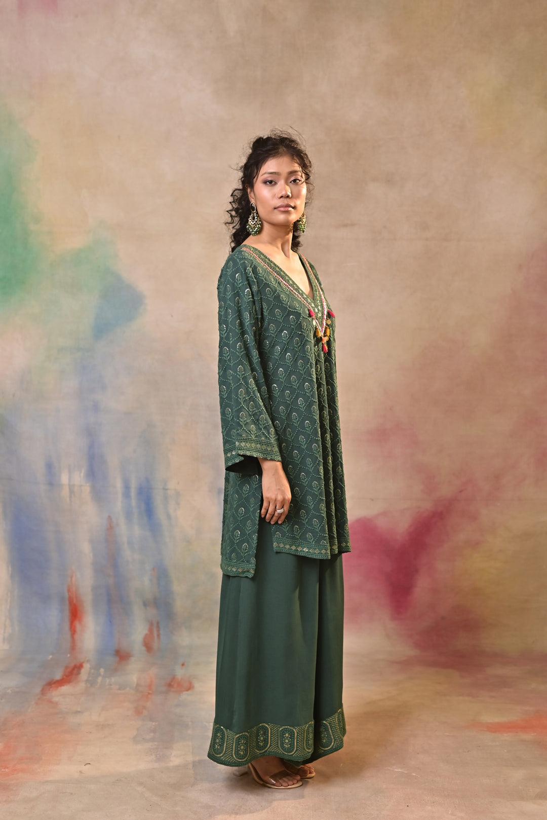 green sharara set