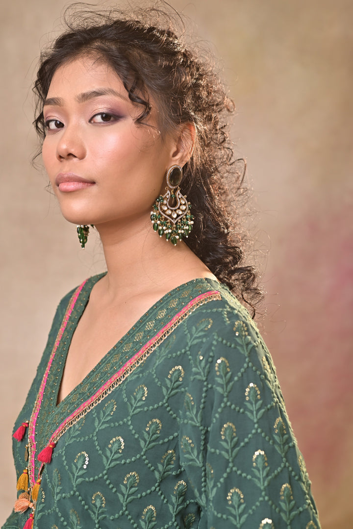 green sharara set