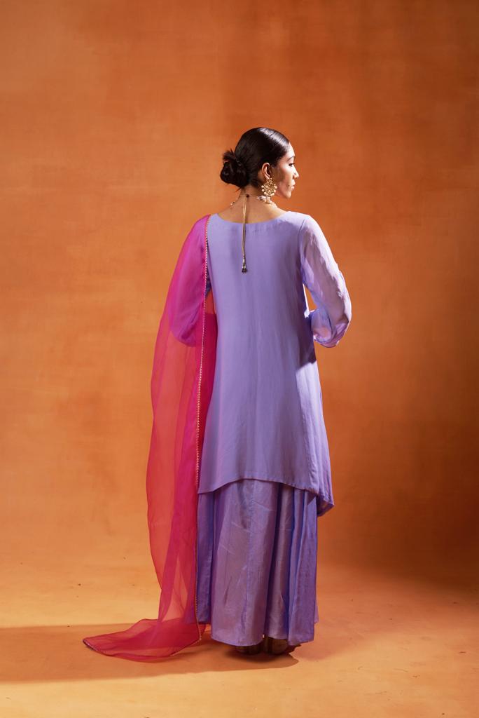 lavender embridered sharara set