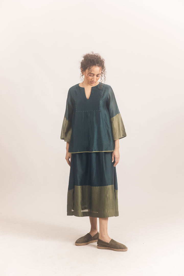 Block skirt set Blue