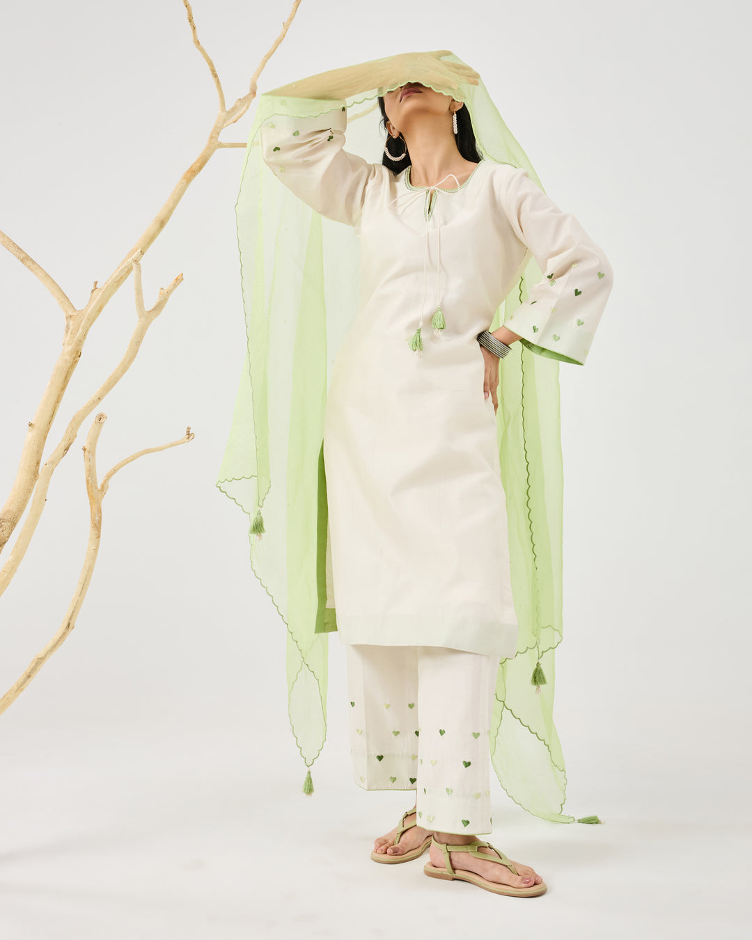 Dilzaah Solid Heart Straight Suit